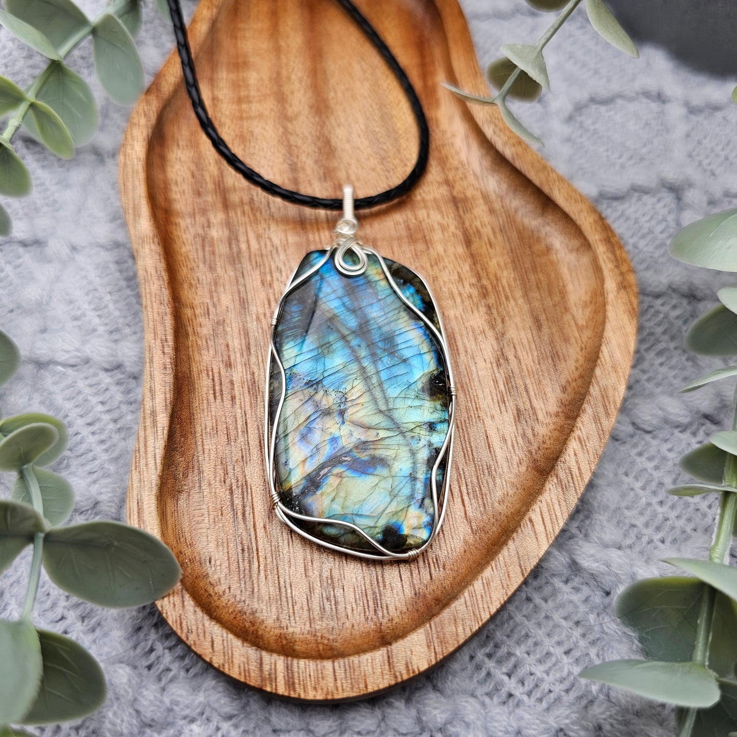 Labradorit Anhänger | Schmuckdraht | Edelstein Halskette