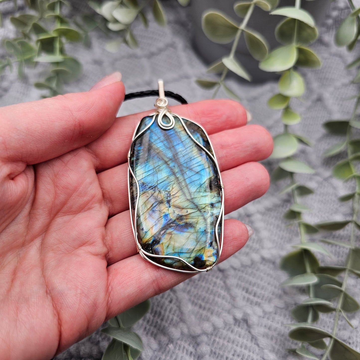 Labradorit Anhänger | Schmuckdraht | Edelstein Halskette