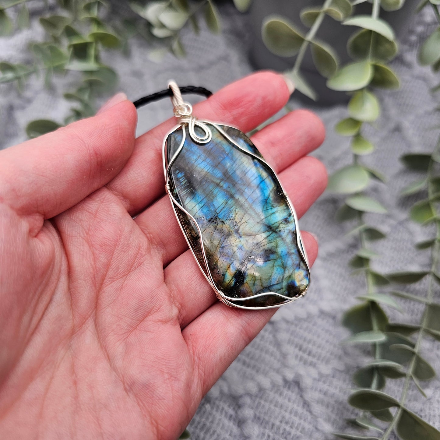 Labradorit Anhänger | Schmuckdraht | Edelstein Halskette