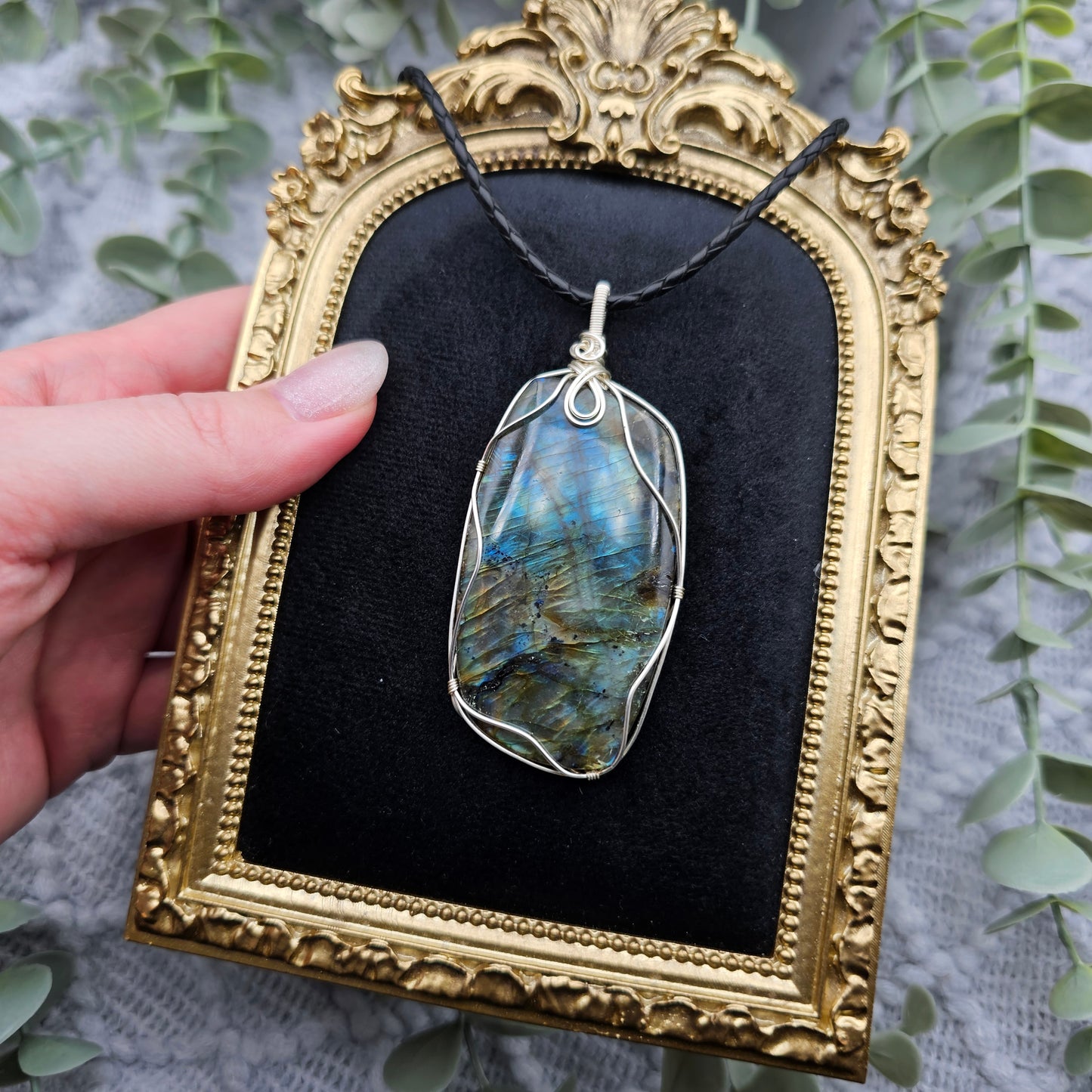 Labradorit Anhänger | Schmuckdraht | Edelstein Halskette