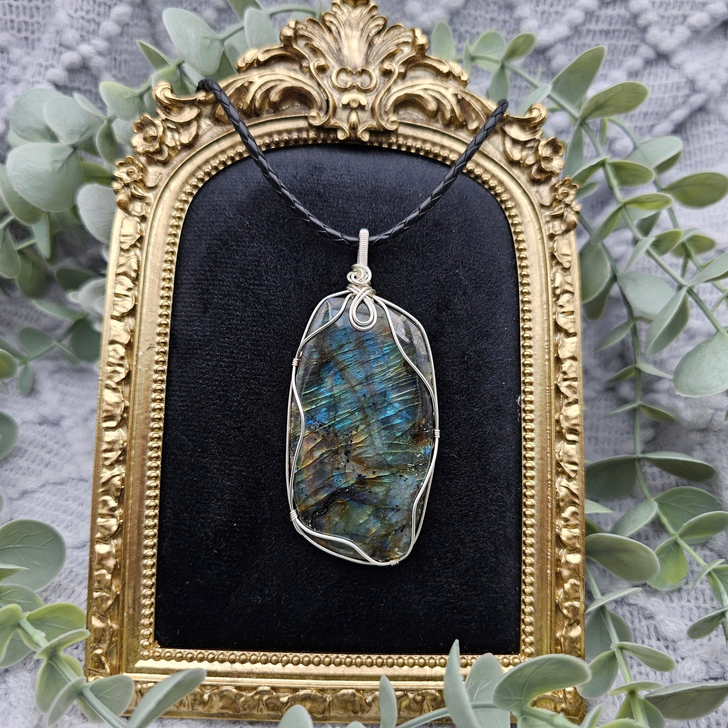 Labradorit Anhänger | Schmuckdraht | Edelstein Halskette