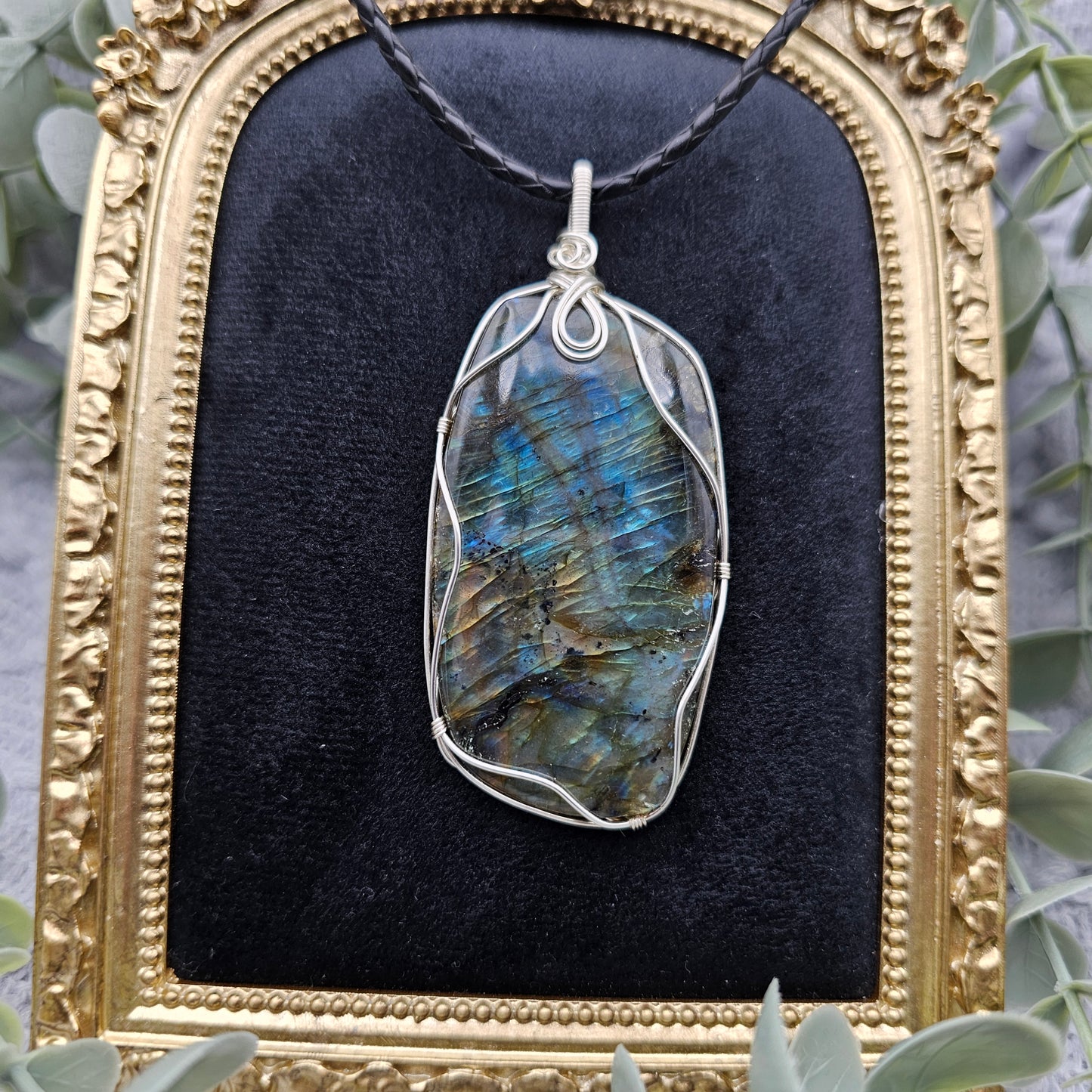 Labradorit Anhänger | Schmuckdraht | Edelstein Halskette