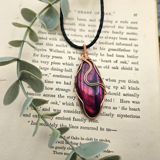 Labradorit behandelt Anhänger | Schmuckdraht | Edelstein Halskette