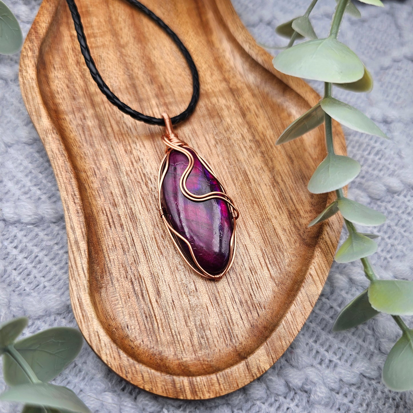 Labradorit behandelt Anhänger | Schmuckdraht | Edelstein Halskette