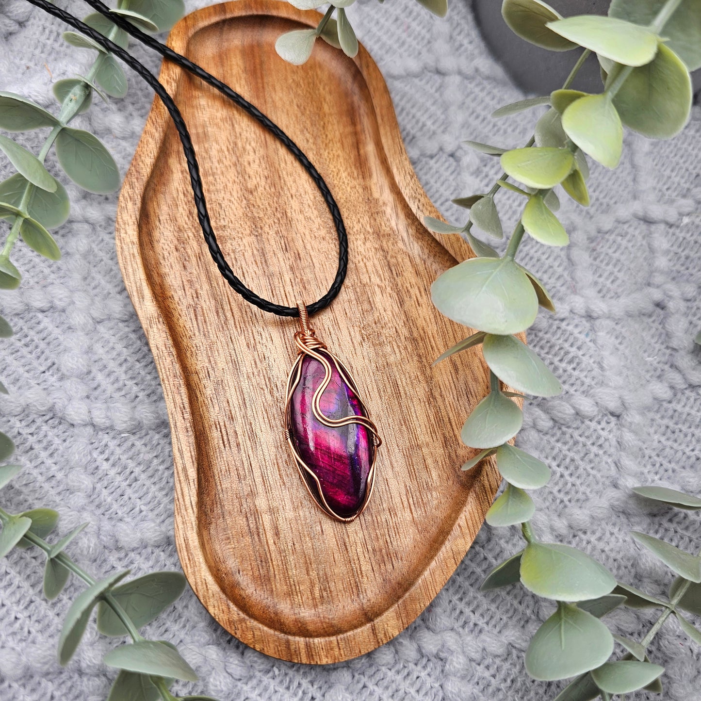 Labradorit behandelt Anhänger | Schmuckdraht | Edelstein Halskette