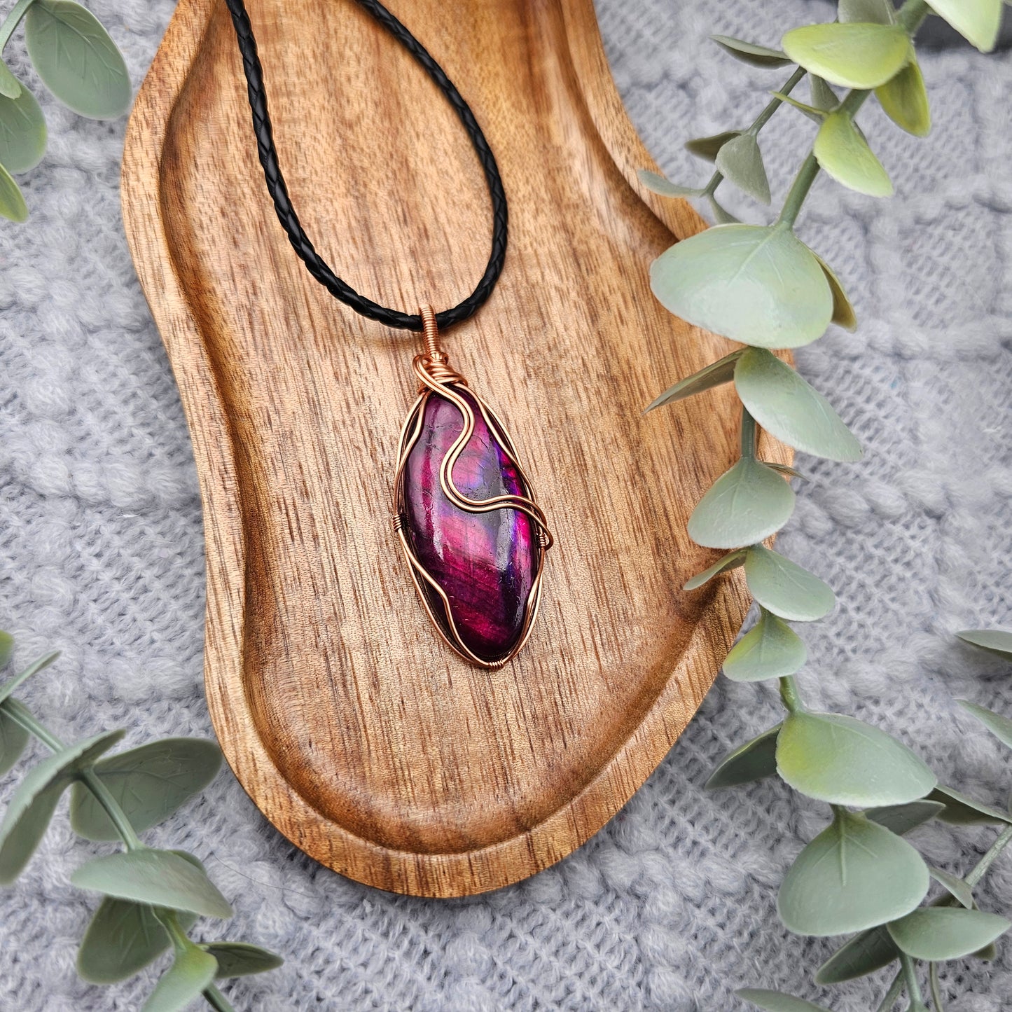 Labradorit behandelt Anhänger | Schmuckdraht | Edelstein Halskette