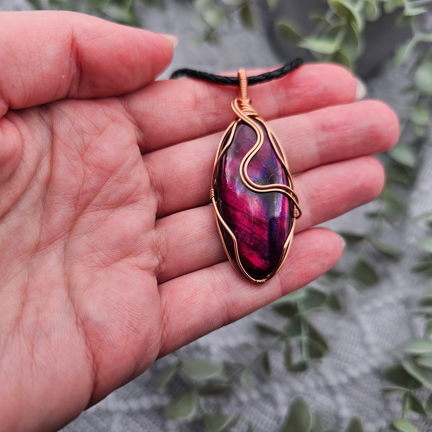 Labradorit behandelt Anhänger | Schmuckdraht | Edelstein Halskette