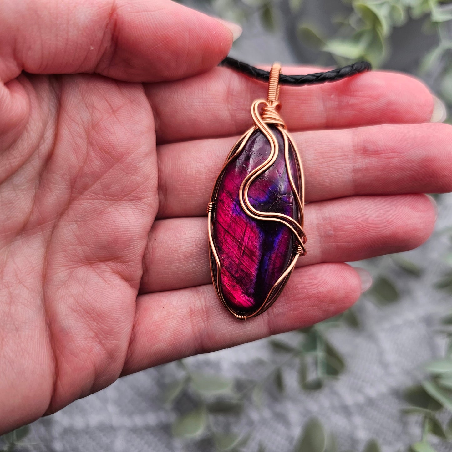 Labradorit behandelt Anhänger | Schmuckdraht | Edelstein Halskette