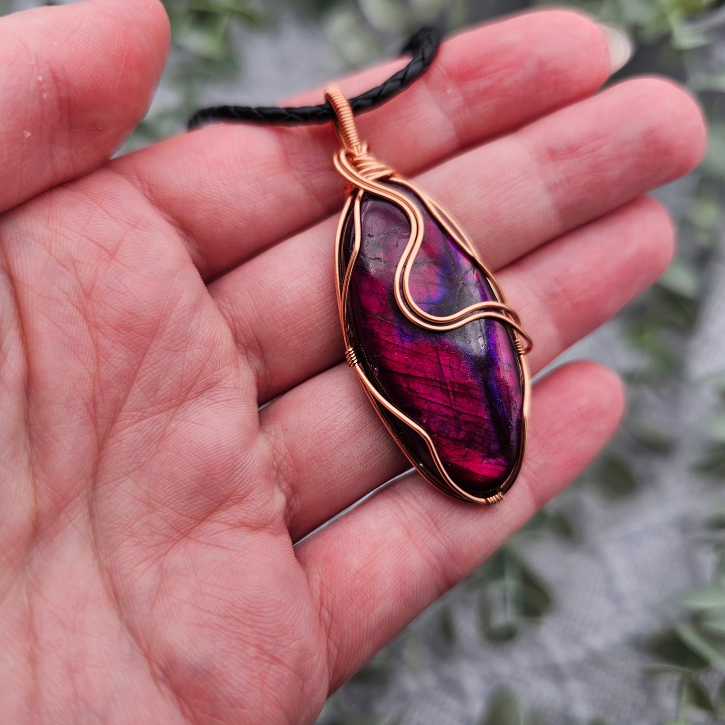 Labradorit behandelt Anhänger | Schmuckdraht | Edelstein Halskette