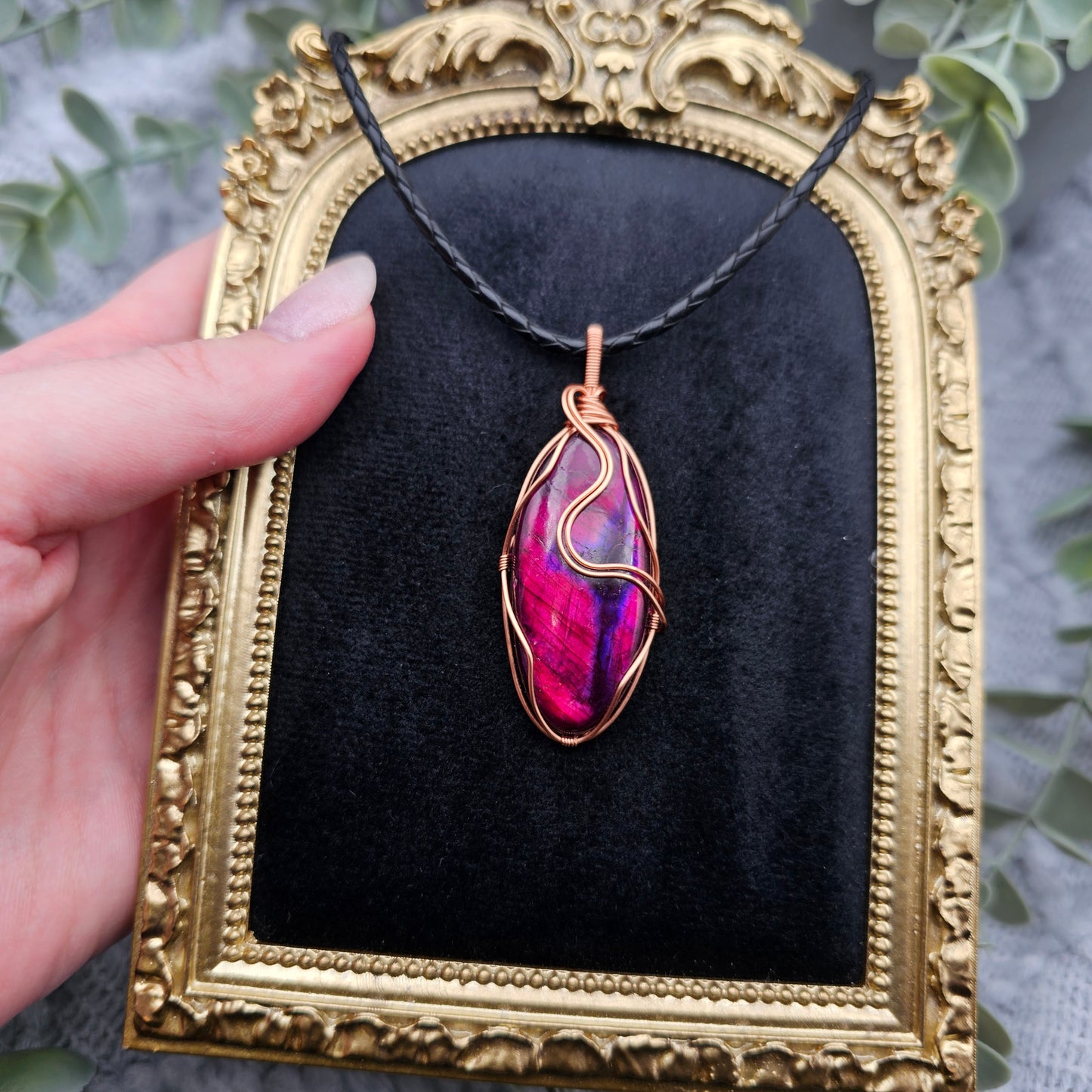 Labradorit behandelt Anhänger | Schmuckdraht | Edelstein Halskette