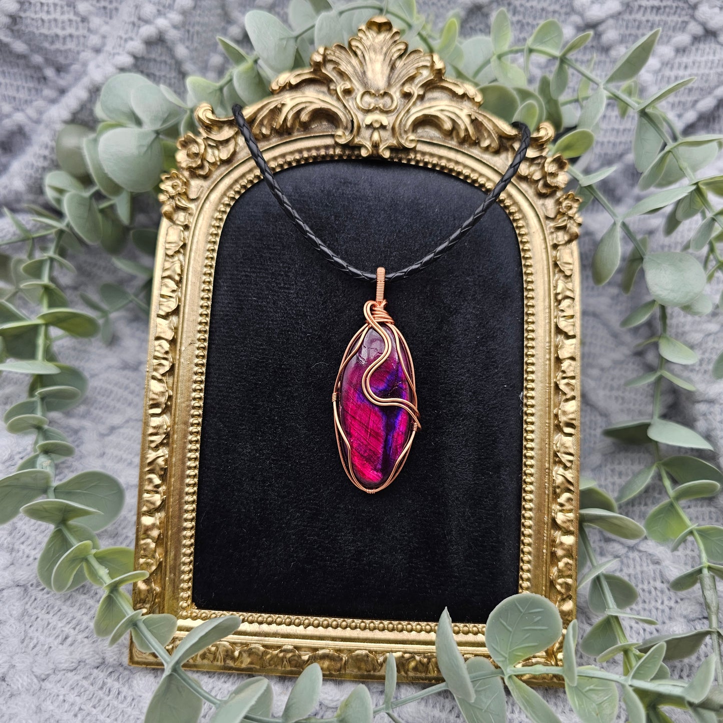 Labradorit behandelt Anhänger | Schmuckdraht | Edelstein Halskette