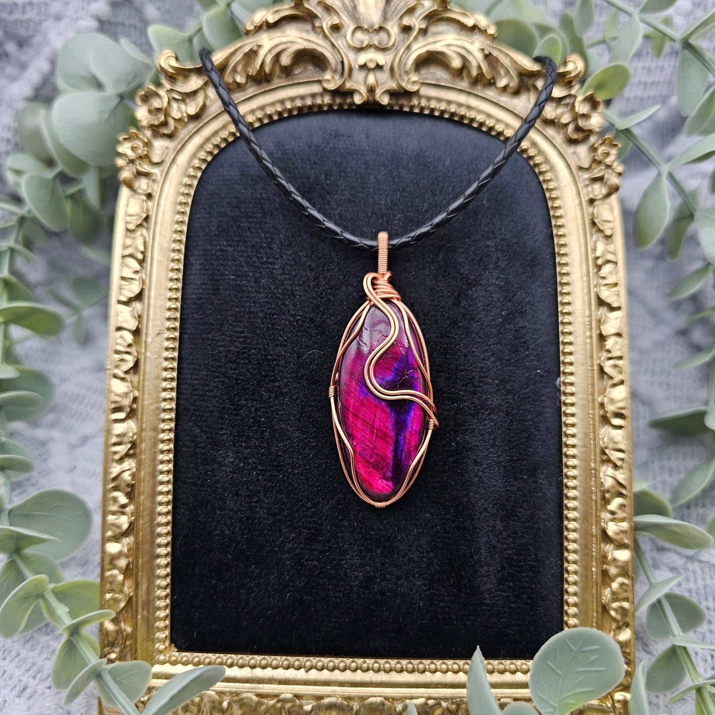 Labradorit behandelt Anhänger | Schmuckdraht | Edelstein Halskette