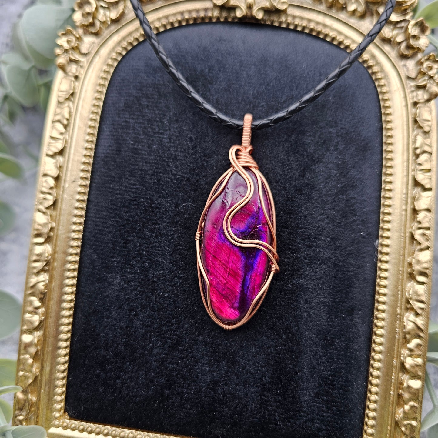 Labradorit behandelt Anhänger | Schmuckdraht | Edelstein Halskette