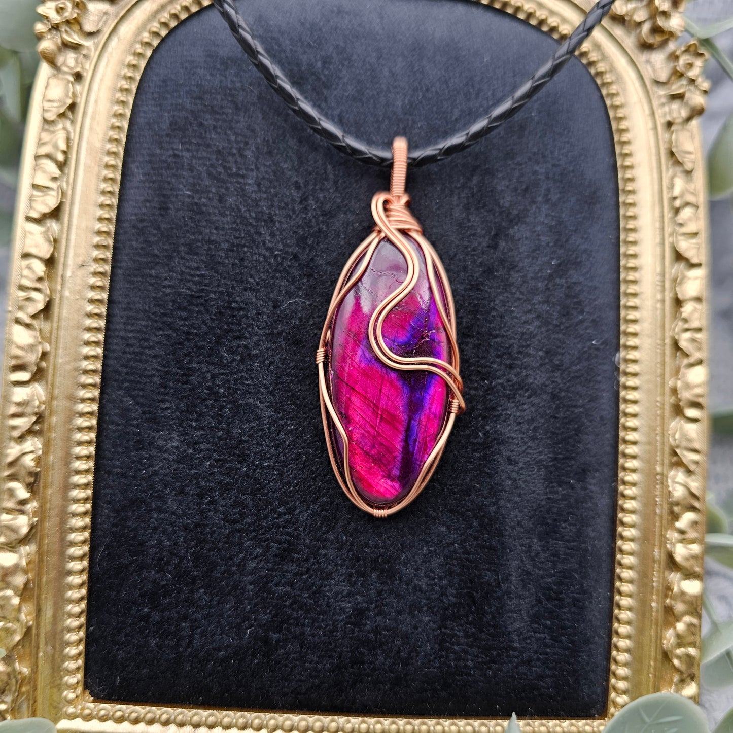 Labradorit behandelt Anhänger | Schmuckdraht | Edelstein Halskette