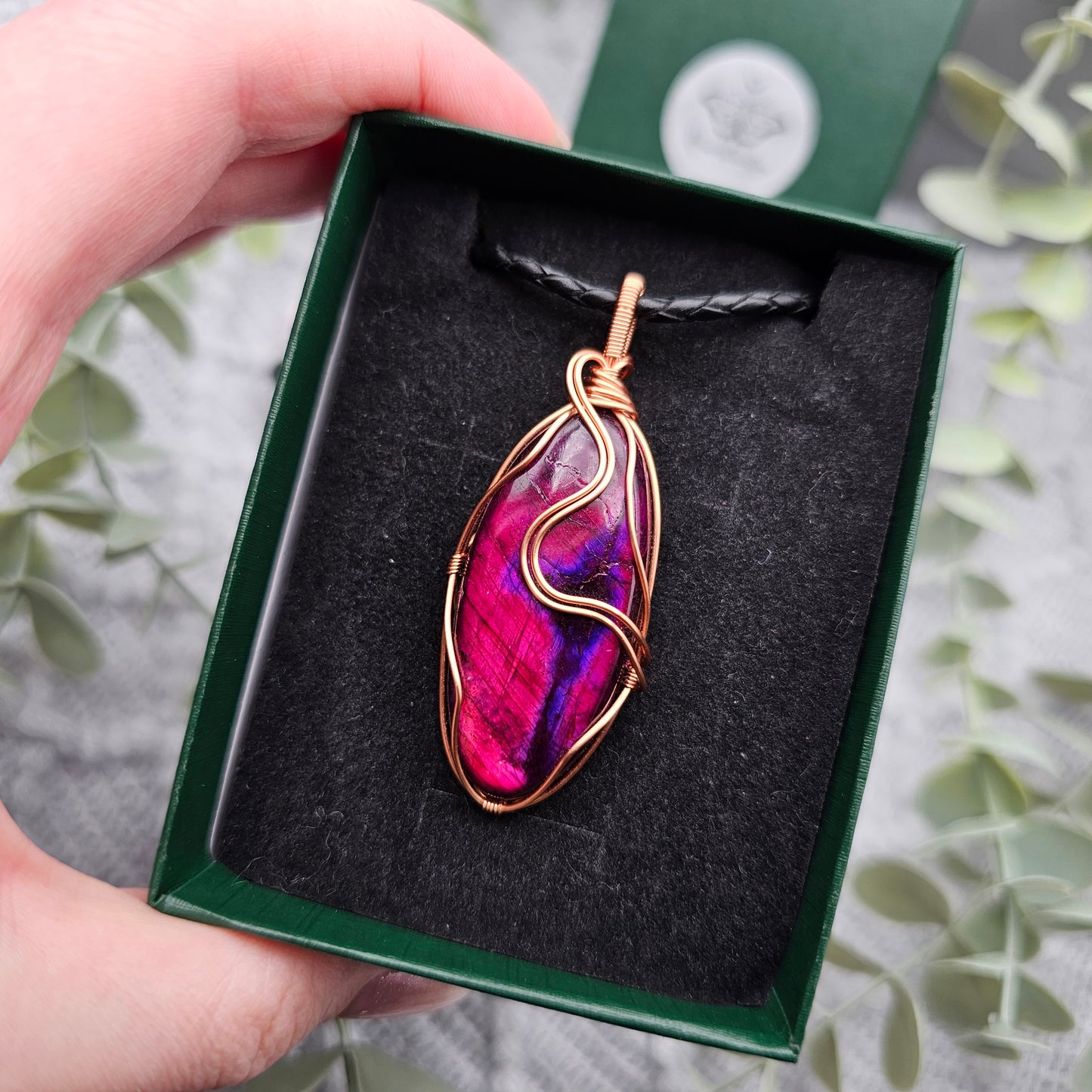 Labradorit behandelt Anhänger | Schmuckdraht | Edelstein Halskette