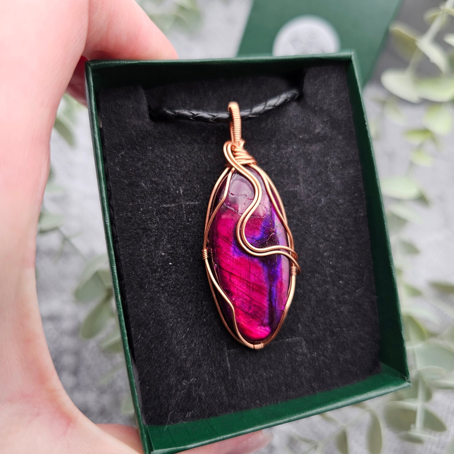 Labradorit behandelt Anhänger | Schmuckdraht | Edelstein Halskette