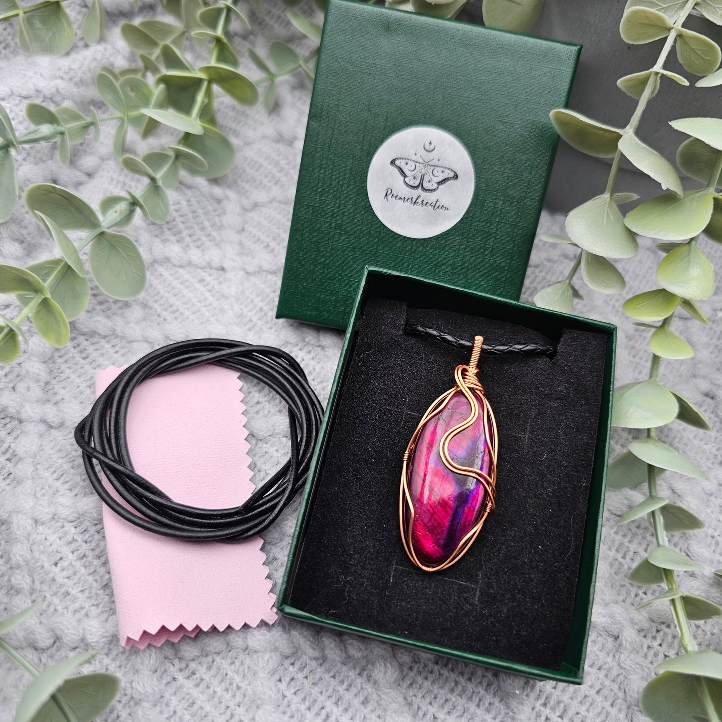 Labradorit behandelt Anhänger | Schmuckdraht | Edelstein Halskette