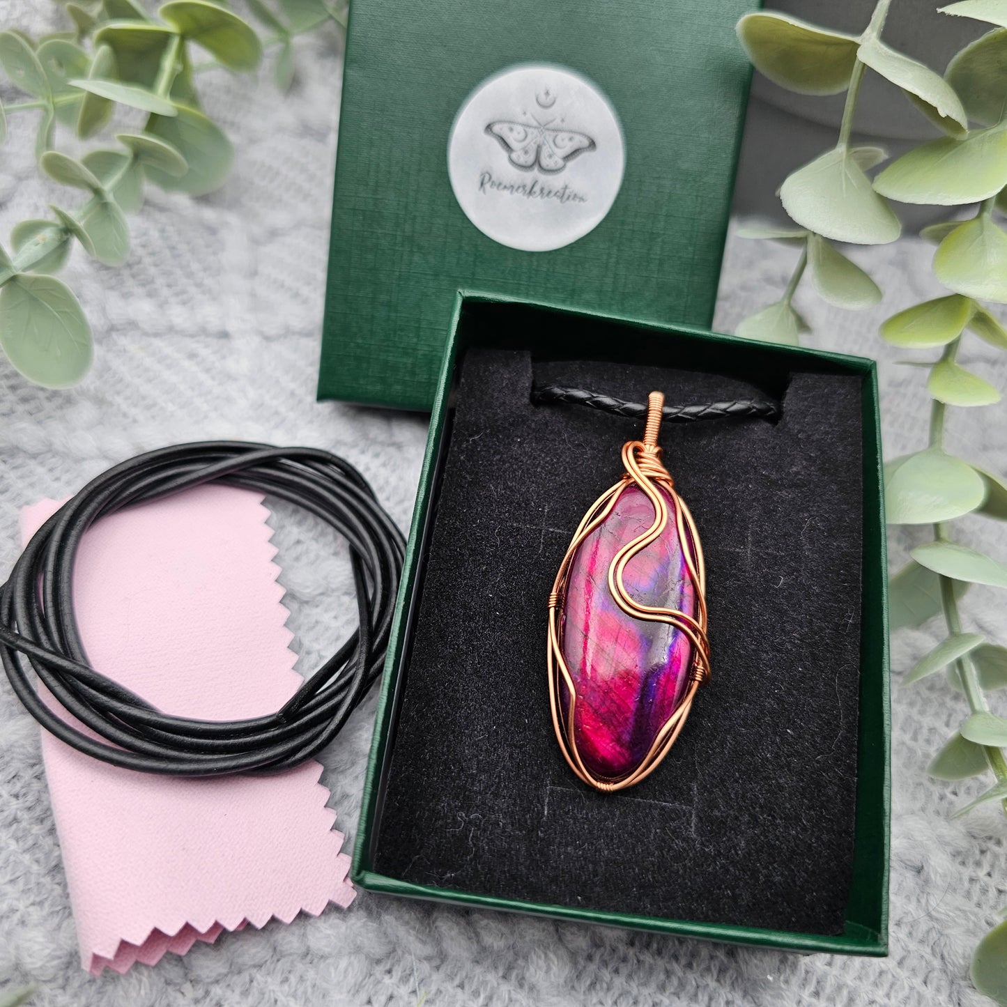 Labradorit behandelt Anhänger | Schmuckdraht | Edelstein Halskette