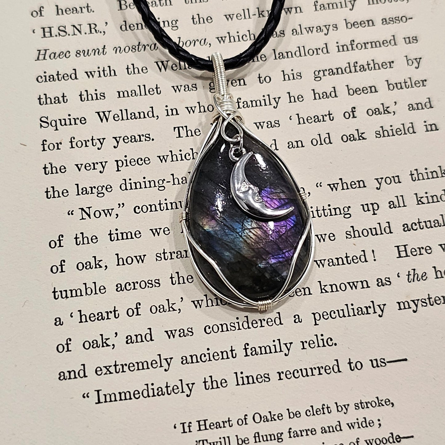 Labradorit & Mond Anhänger | Schmuckdraht | Edelstein Halskette