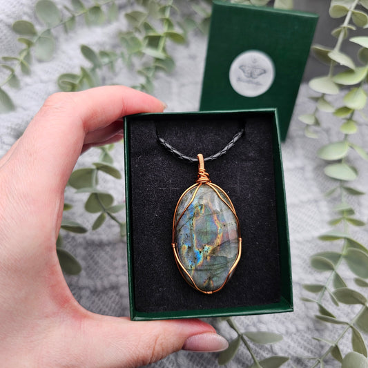 Labradorit Anhänger | Schmuckdraht | Edelstein Halskette