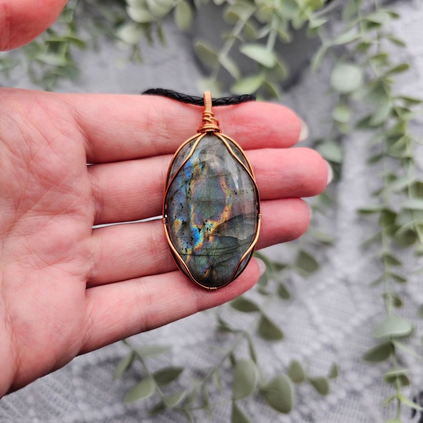 Labradorit Anhänger | Schmuckdraht | Edelstein Halskette