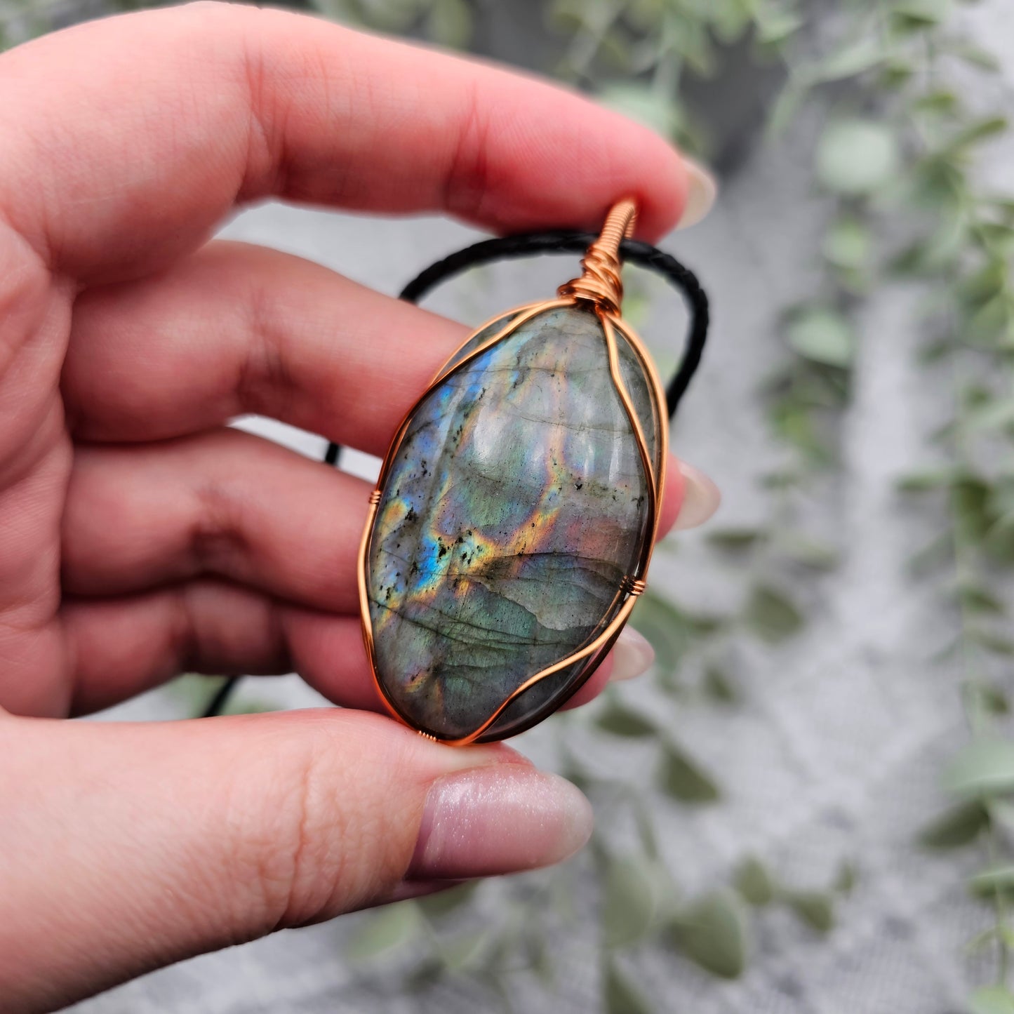 Labradorit Anhänger | Schmuckdraht | Edelstein Halskette