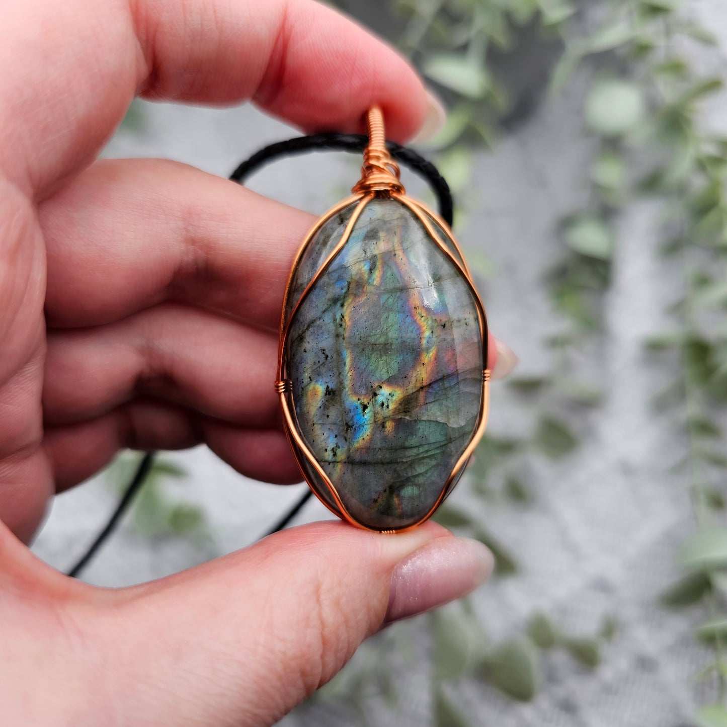 Labradorit Anhänger | Schmuckdraht | Edelstein Halskette