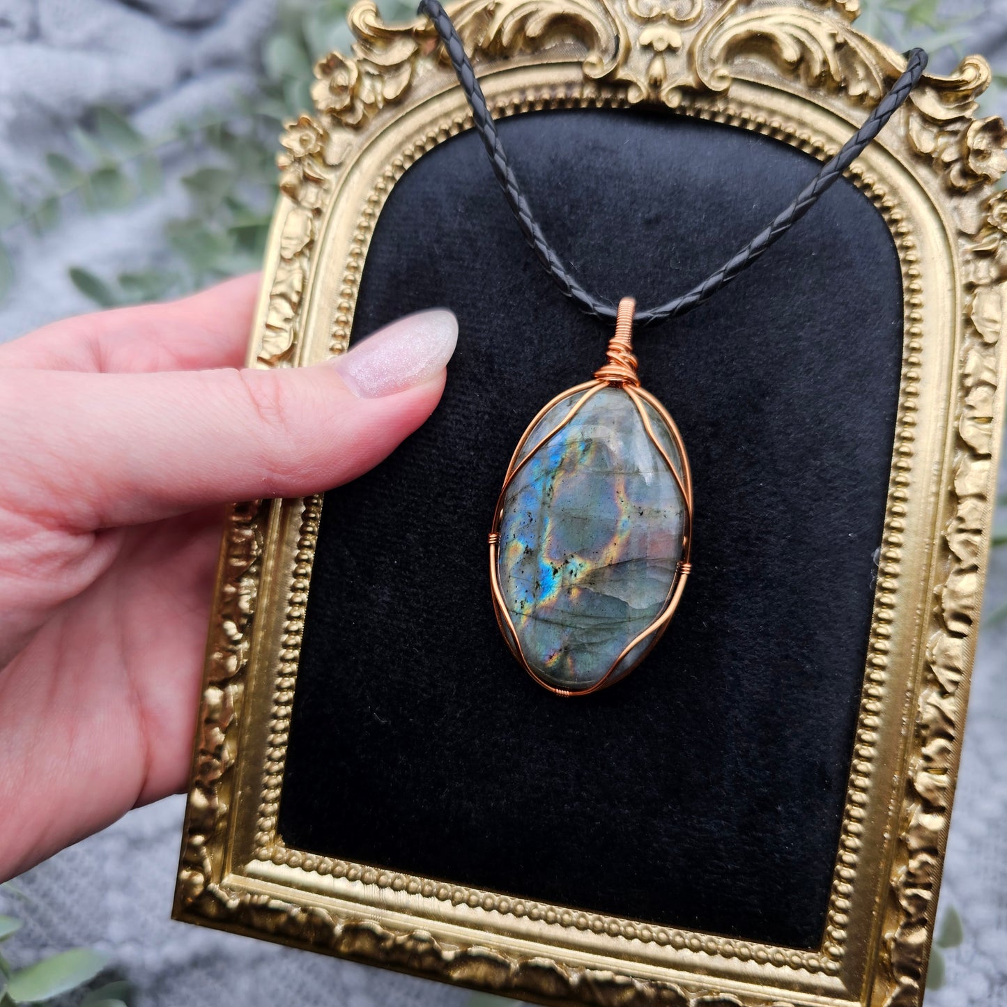 Labradorit Anhänger | Schmuckdraht | Edelstein Halskette