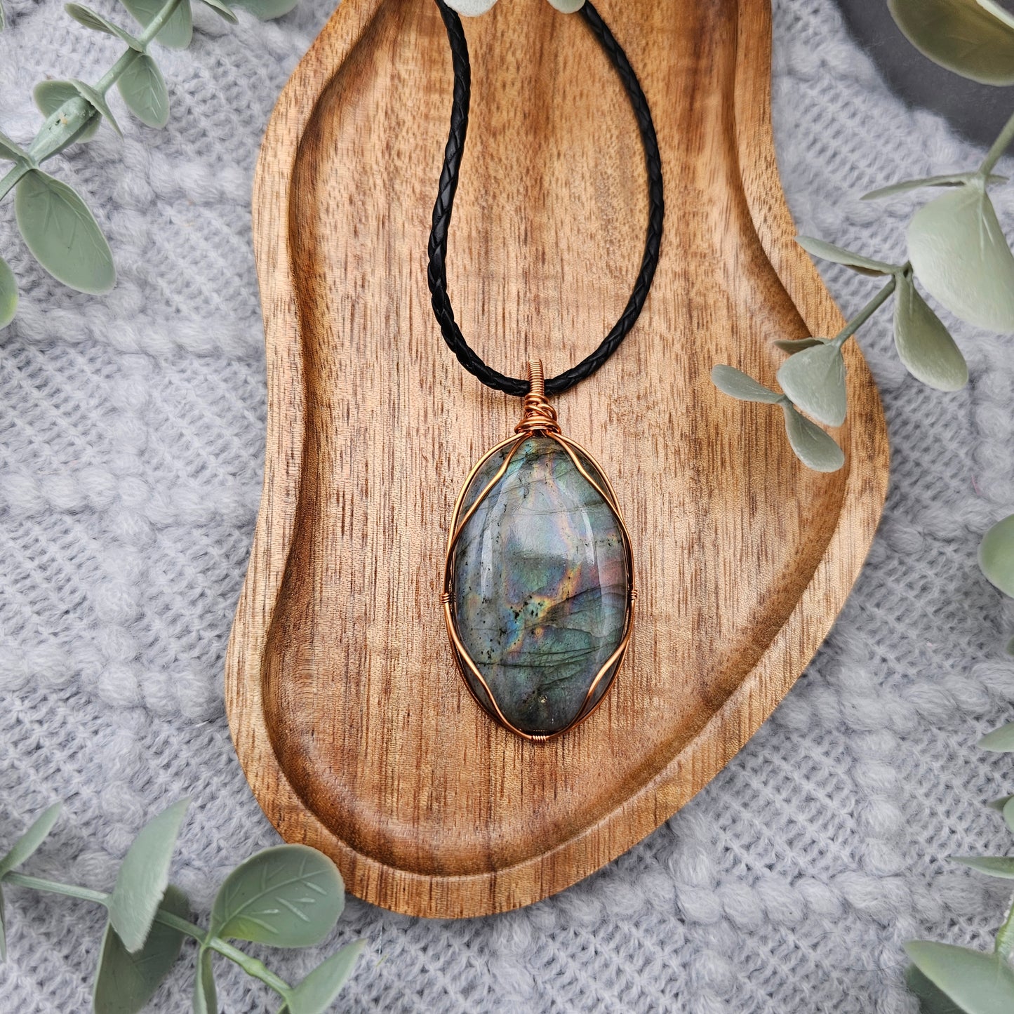 Labradorit Anhänger | Schmuckdraht | Edelstein Halskette