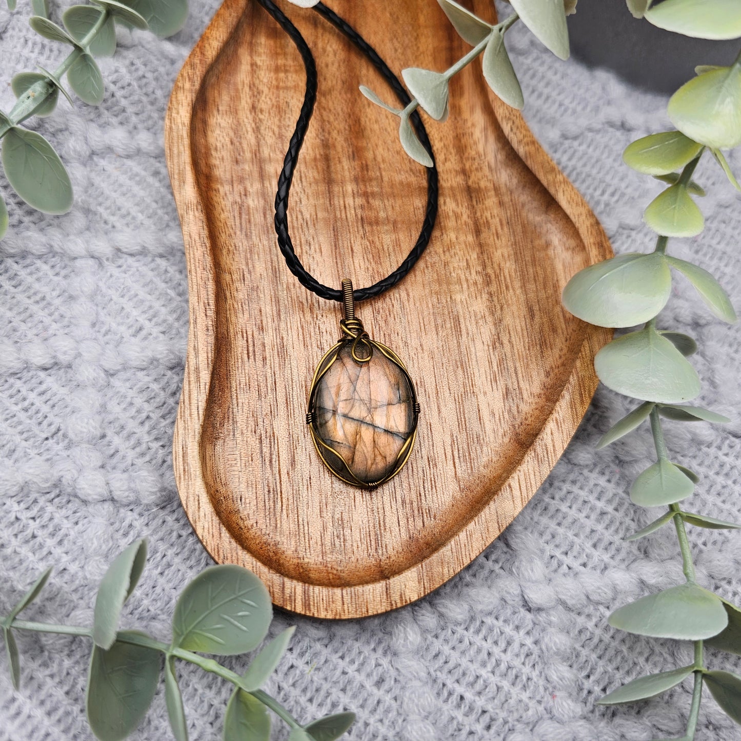 Labradorit Anhänger | Schmuckdraht | Edelstein Halskette