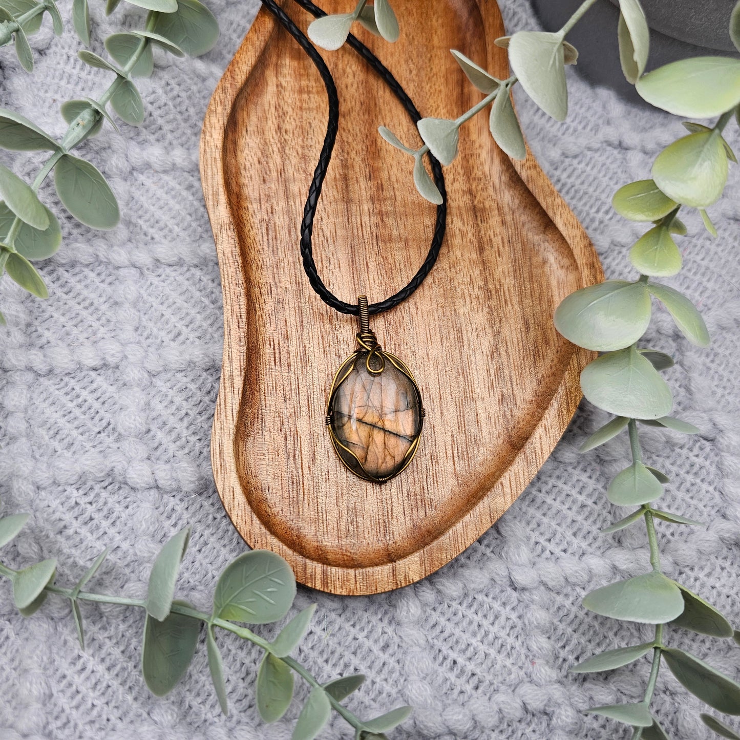 Labradorit Anhänger | Schmuckdraht | Edelstein Halskette