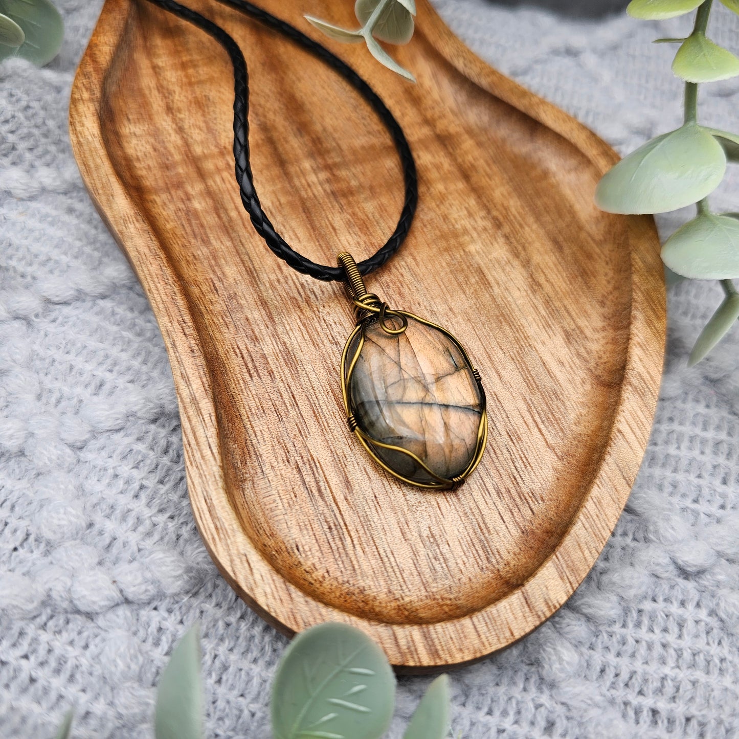 Labradorit Anhänger | Schmuckdraht | Edelstein Halskette