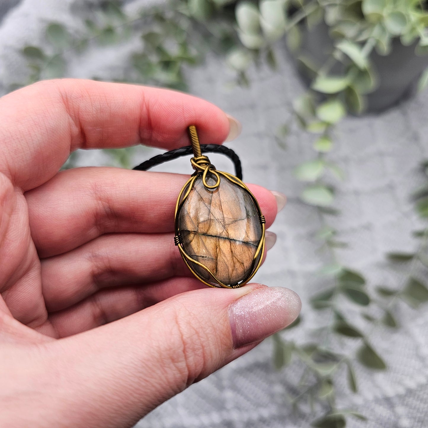 Labradorit Anhänger | Schmuckdraht | Edelstein Halskette