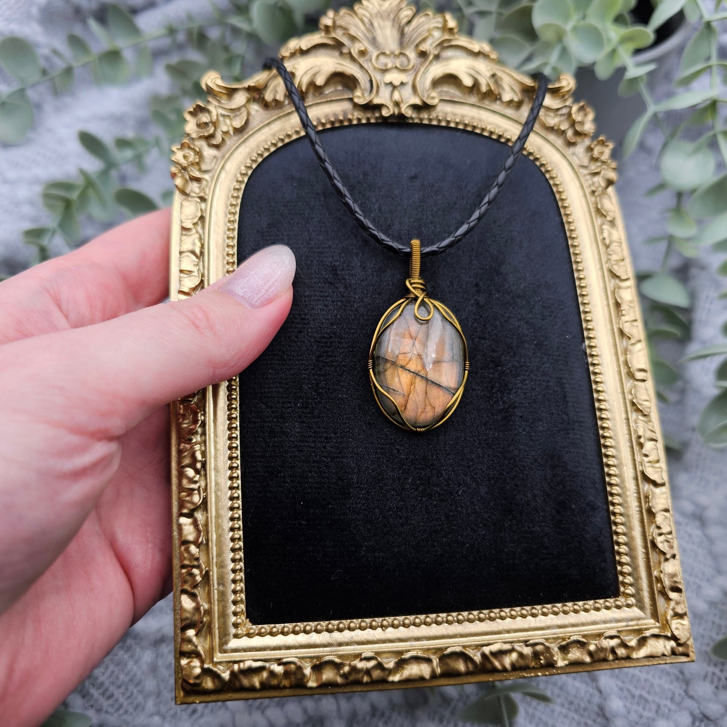 Labradorit Anhänger | Schmuckdraht | Edelstein Halskette