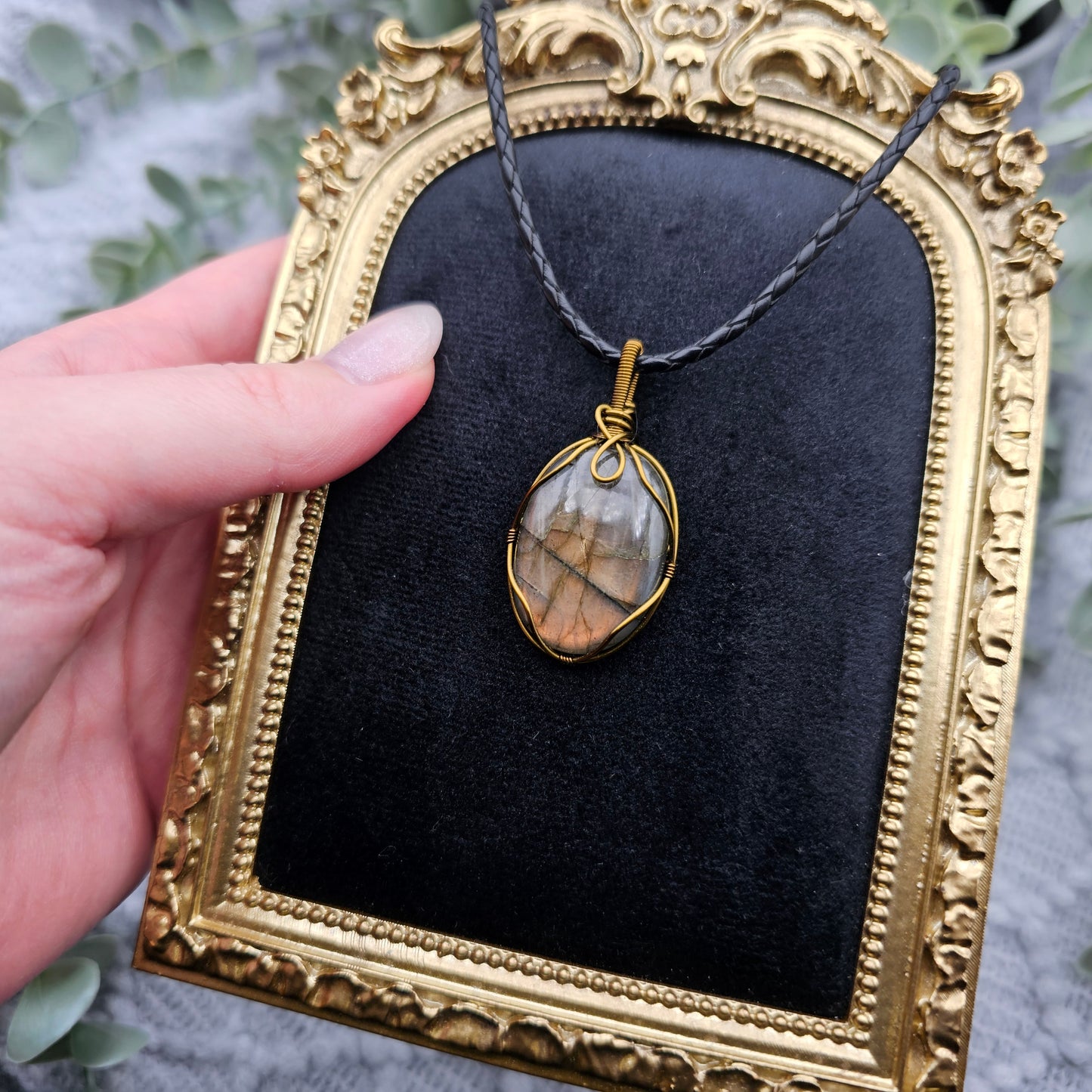 Labradorit Anhänger | Schmuckdraht | Edelstein Halskette