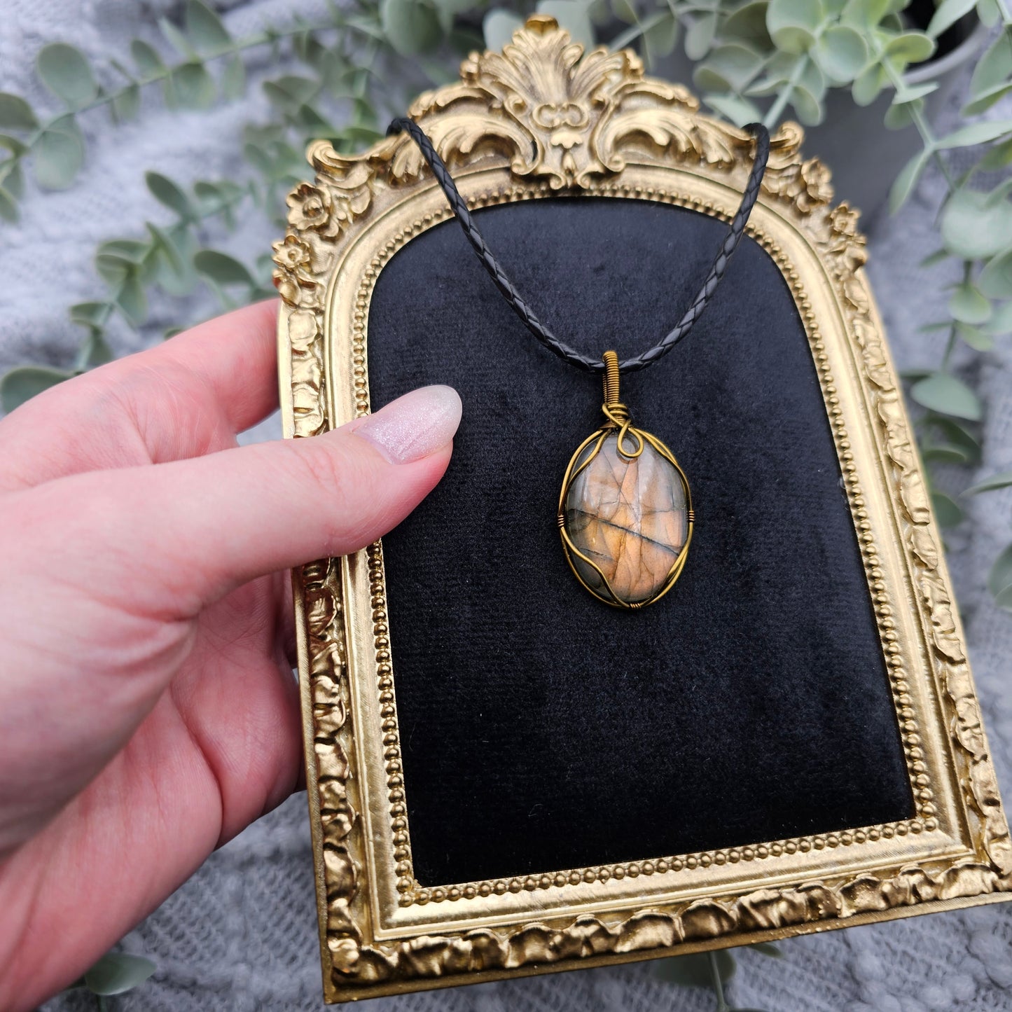 Labradorit Anhänger | Schmuckdraht | Edelstein Halskette