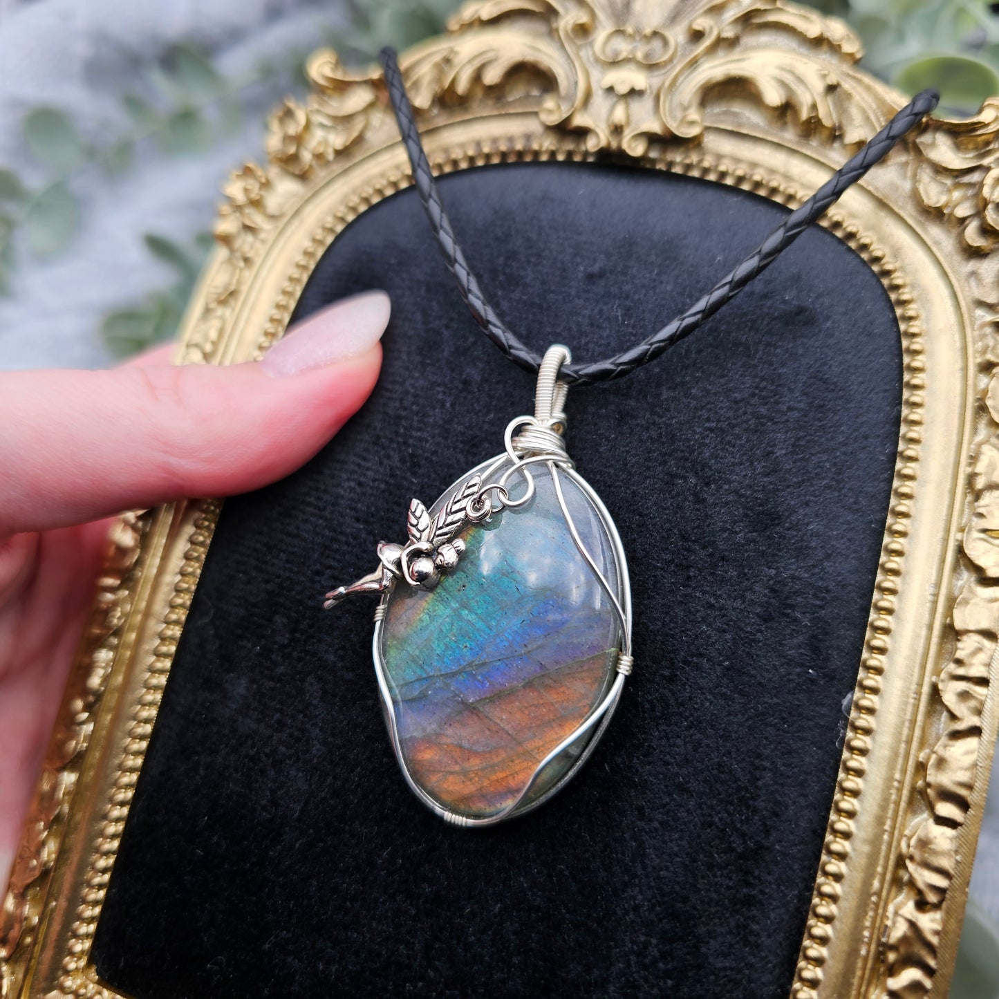 Labradorit & Fee Anhänger | Schmuckdraht | Edelstein Halskette