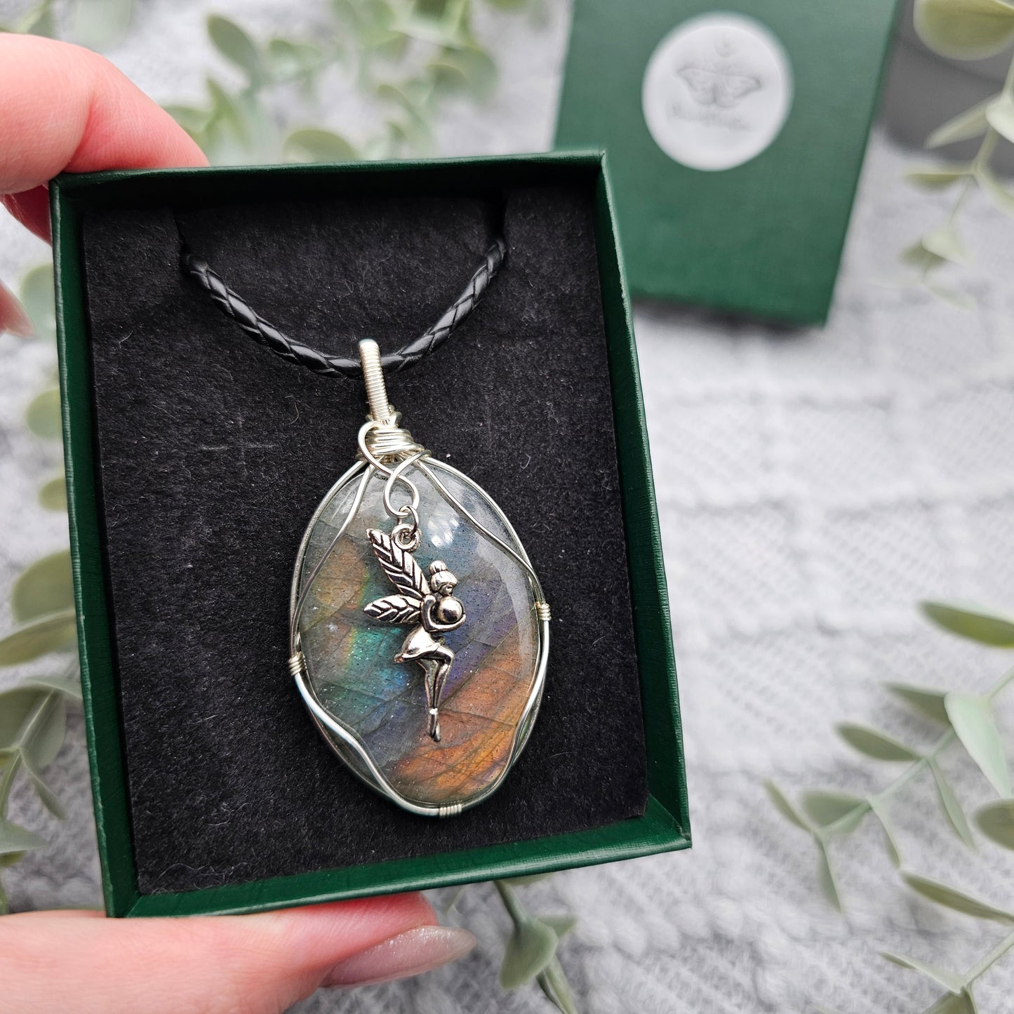 Labradorit & Fee Anhänger | Schmuckdraht | Edelstein Halskette