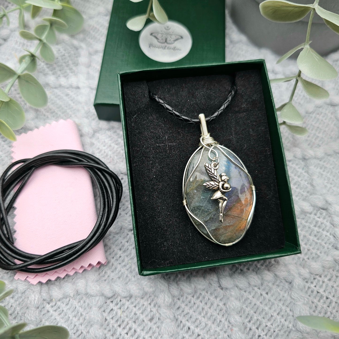 Labradorit & Fee Anhänger | Schmuckdraht | Edelstein Halskette