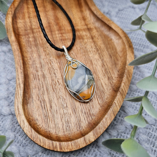 Jaspis Anhänger | Schmuckdraht | Edelstein Halskette