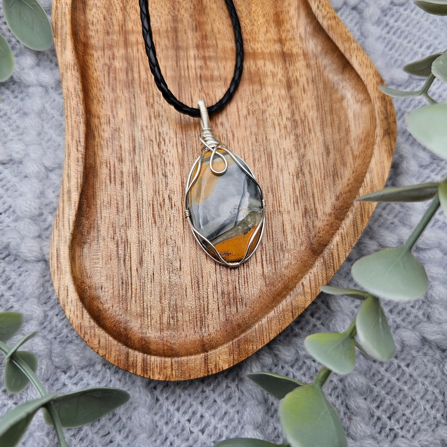 Jaspis Anhänger | Schmuckdraht | Edelstein Halskette