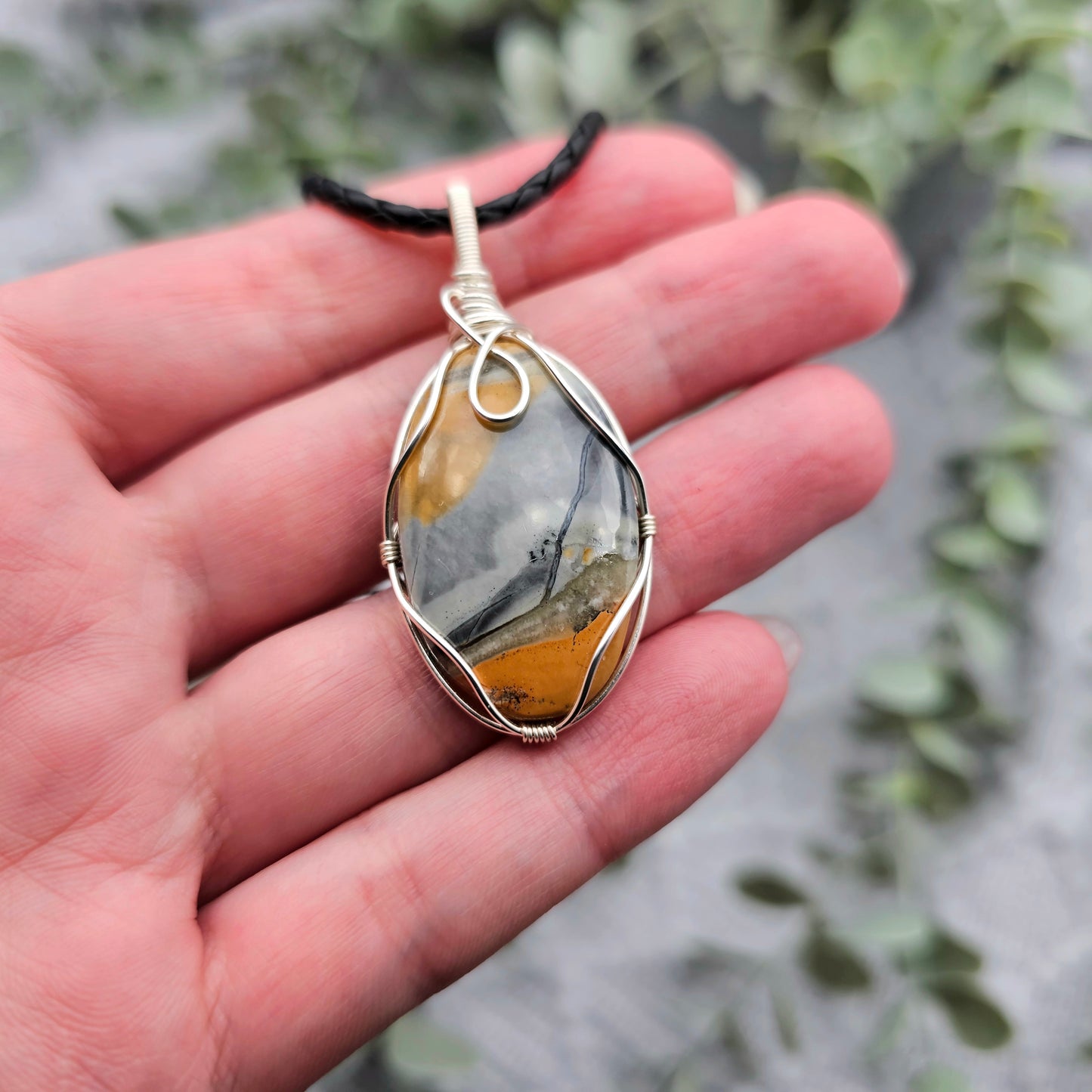 Jaspis Anhänger | Schmuckdraht | Edelstein Halskette