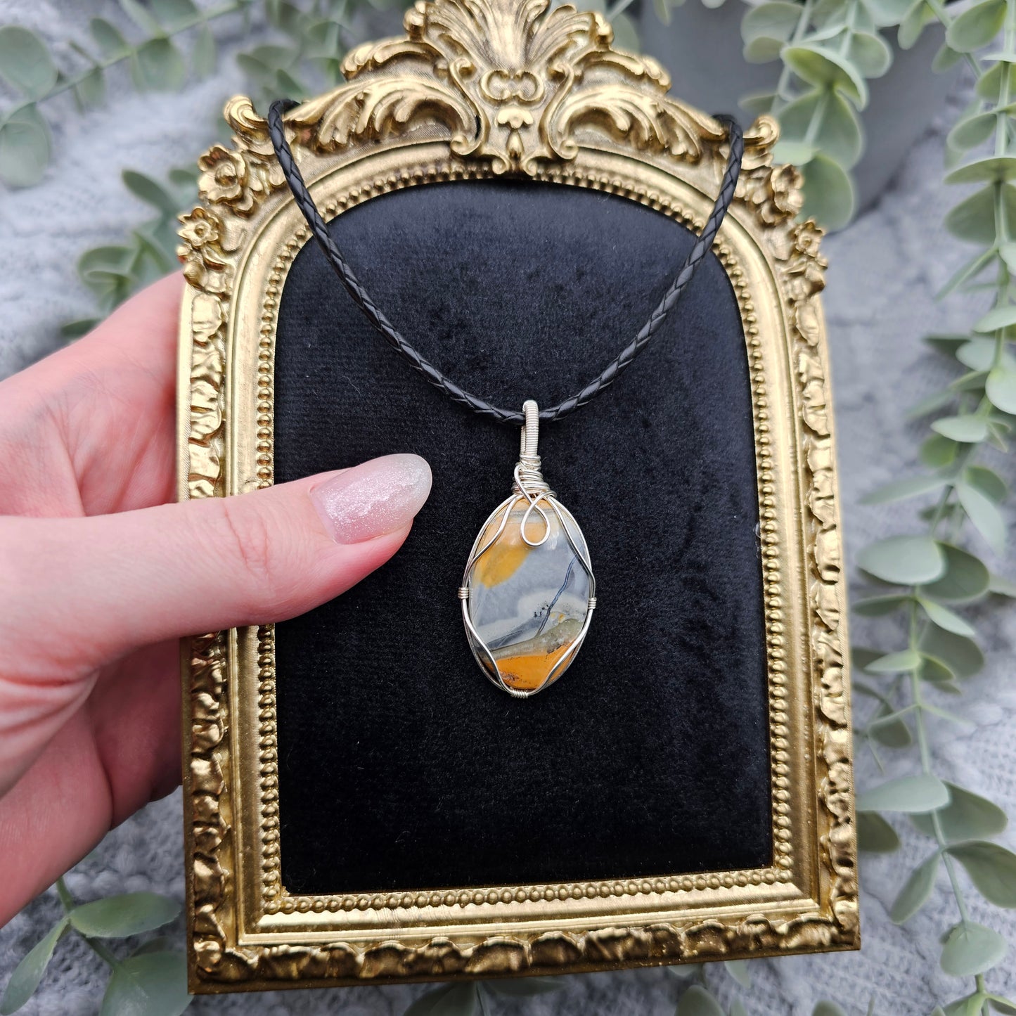 Jaspis Anhänger | Schmuckdraht | Edelstein Halskette