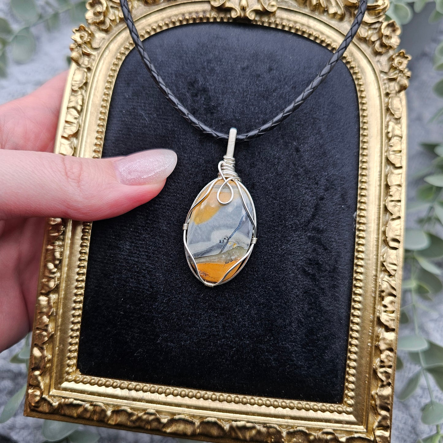 Jaspis Anhänger | Schmuckdraht | Edelstein Halskette