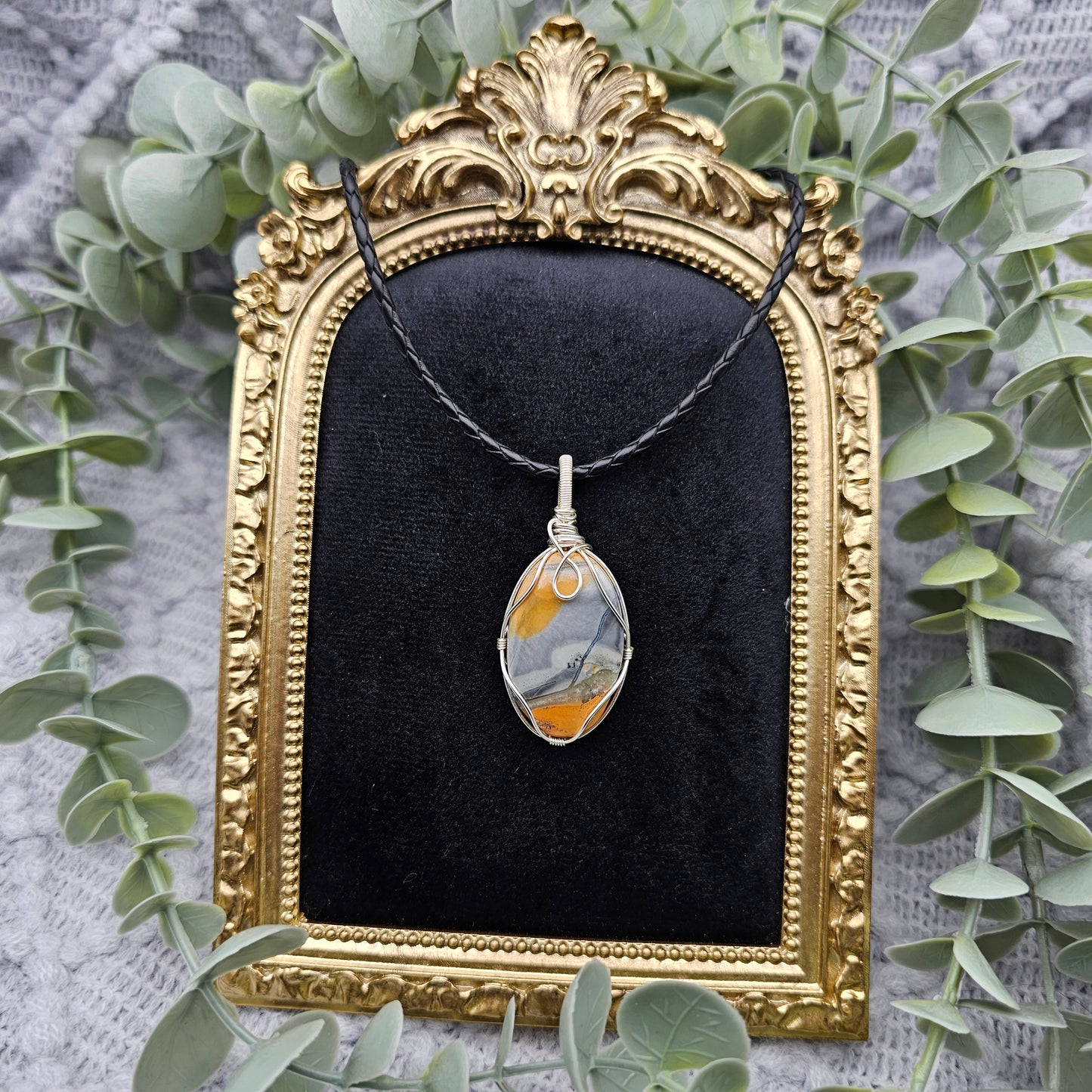 Jaspis Anhänger | Schmuckdraht | Edelstein Halskette