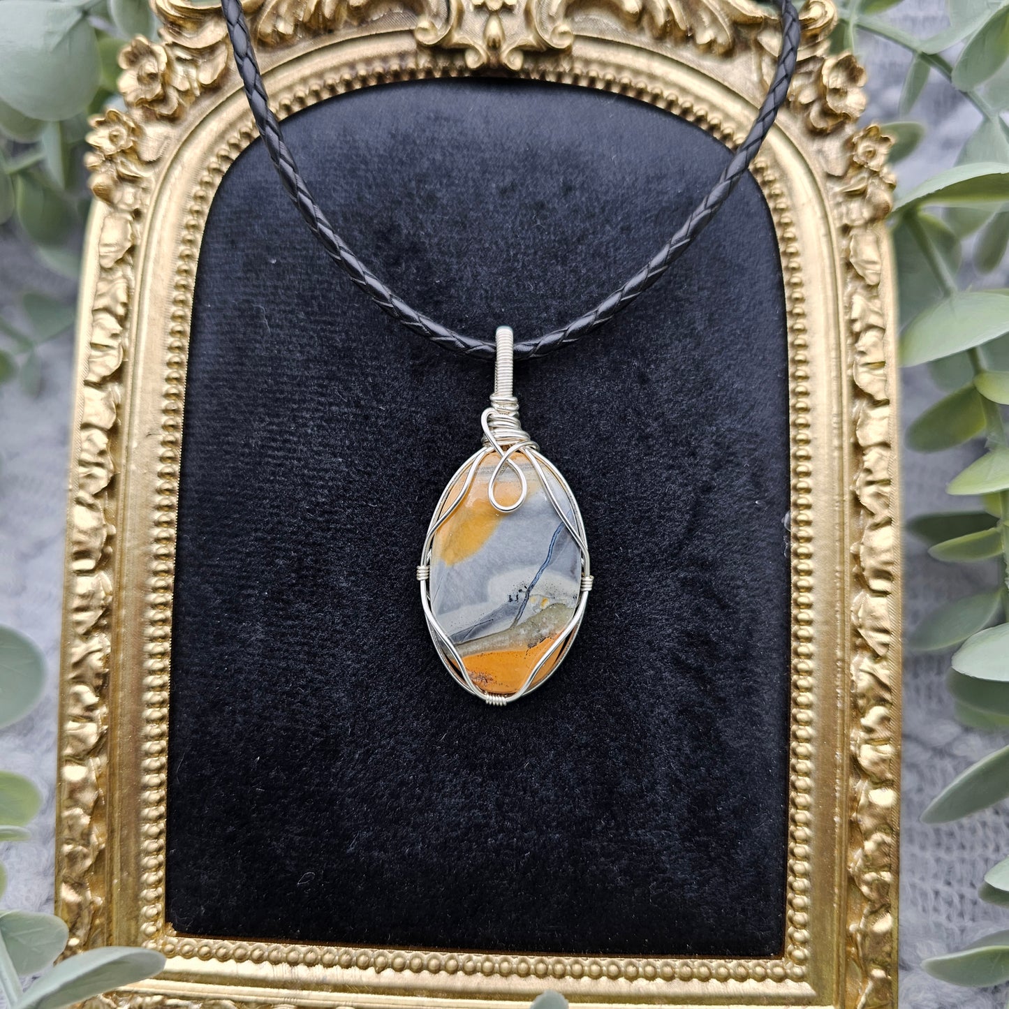 Jaspis Anhänger | Schmuckdraht | Edelstein Halskette