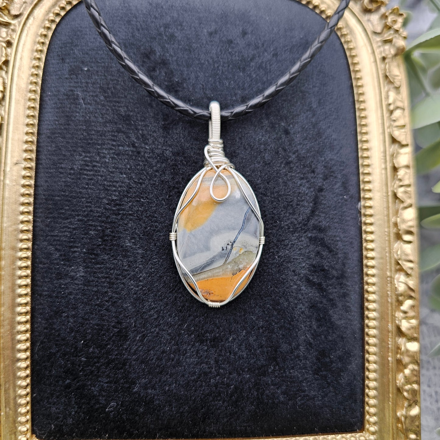 Jaspis Anhänger | Schmuckdraht | Edelstein Halskette