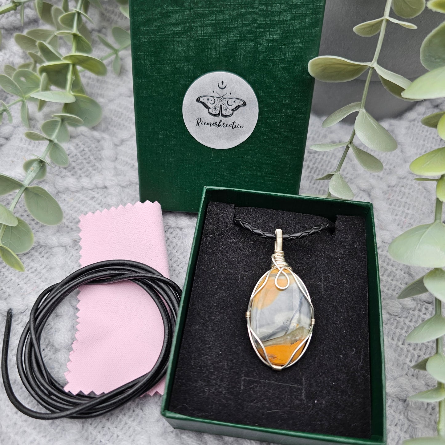 Jaspis Anhänger | Schmuckdraht | Edelstein Halskette