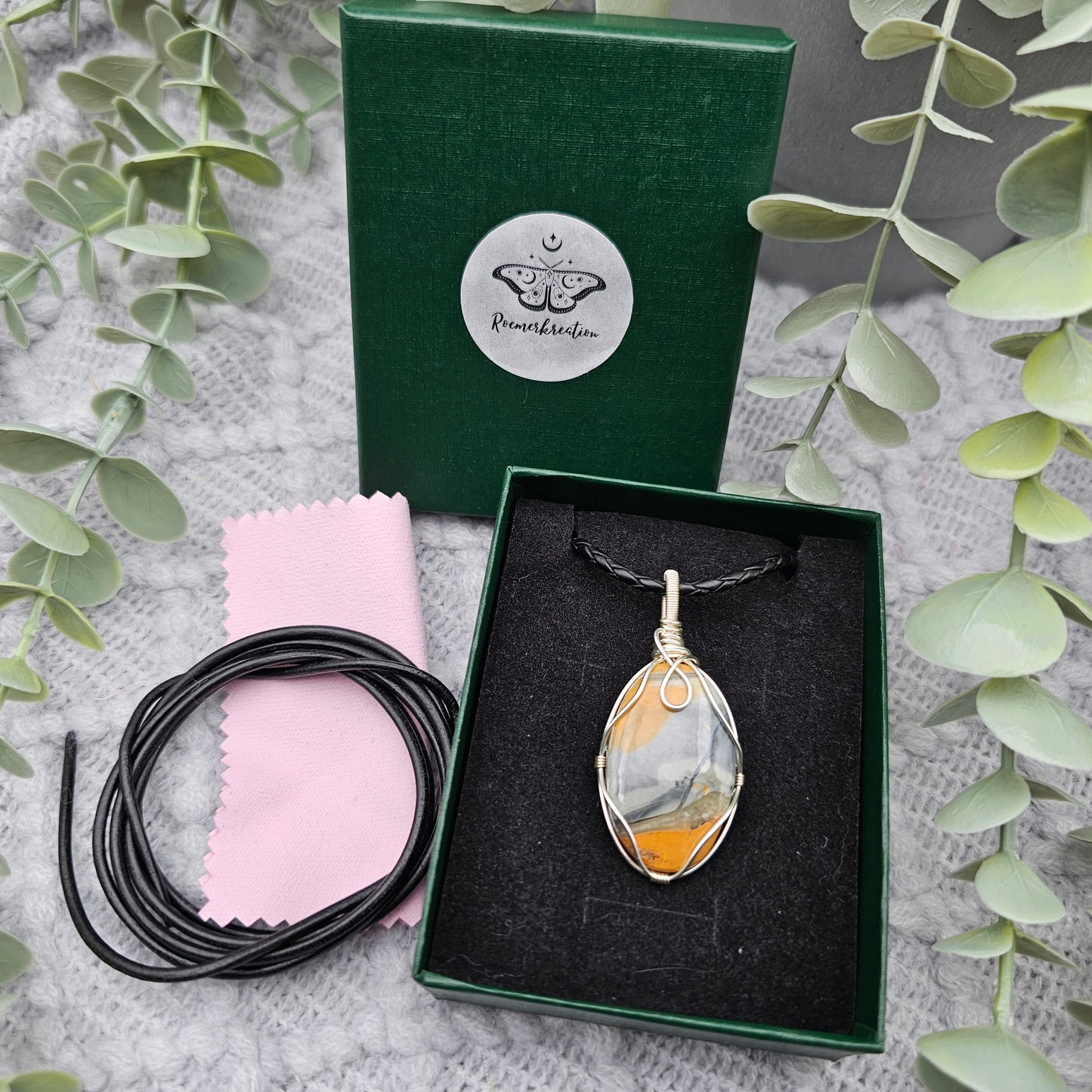 Jaspis Anhänger | Schmuckdraht | Edelstein Halskette