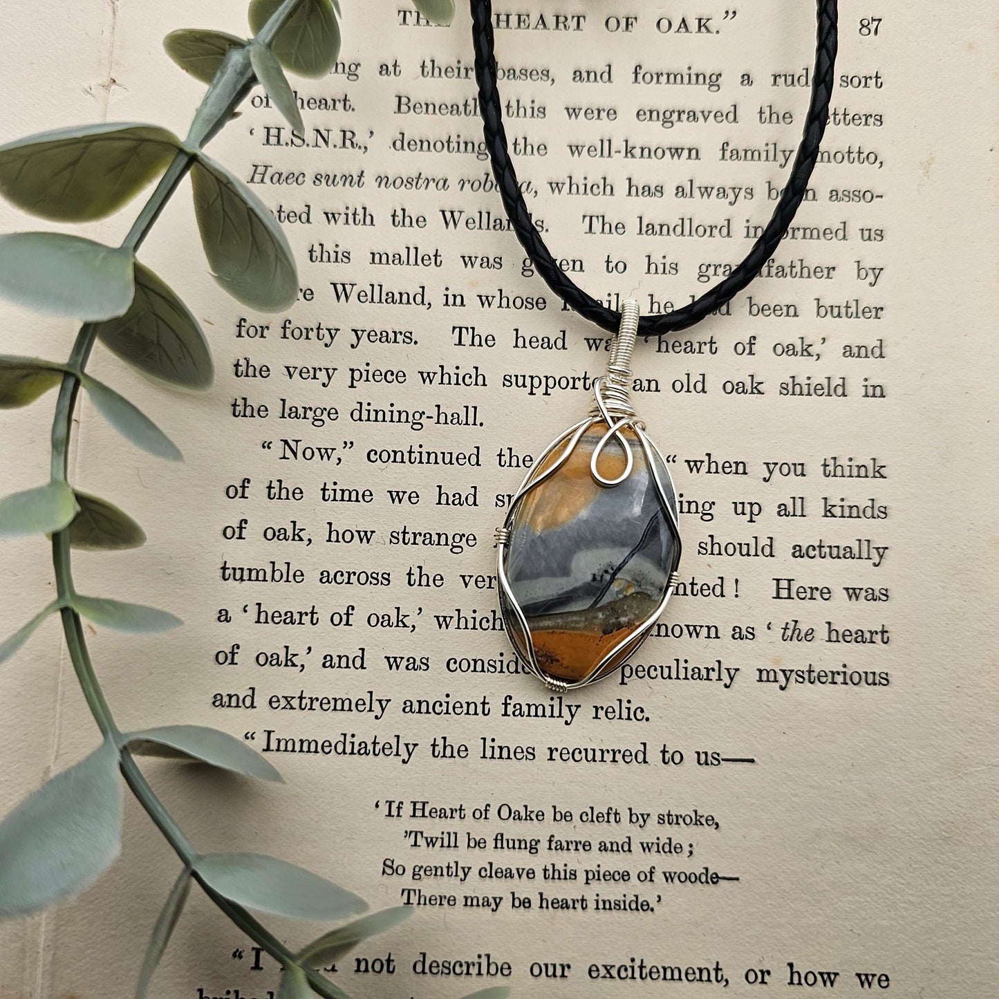 Jaspis Anhänger | Schmuckdraht | Edelstein Halskette